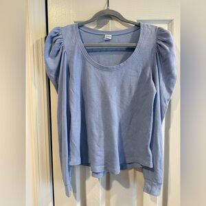 Light blue puff sleeve Women's cotton Thermal Top- small
